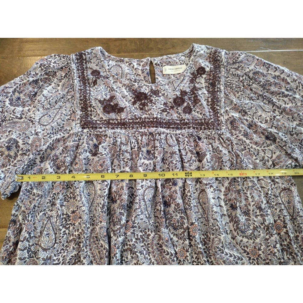 Lucky Brand Lavender Paisley Short Sleeve Peasant Blouse - Picture 8 of 8
